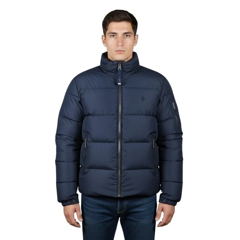 Polo Ralph Lauren Men's Navy Blue Down Puffer Jacket Hooded Ripstop 2XLT‎ NEW